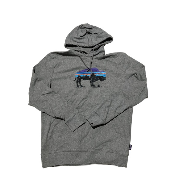 Patagonia Other - Patagonia Mens Uprisal Hoodie Gray Bison Fitz Roy Graphic Sweatshirt Medium